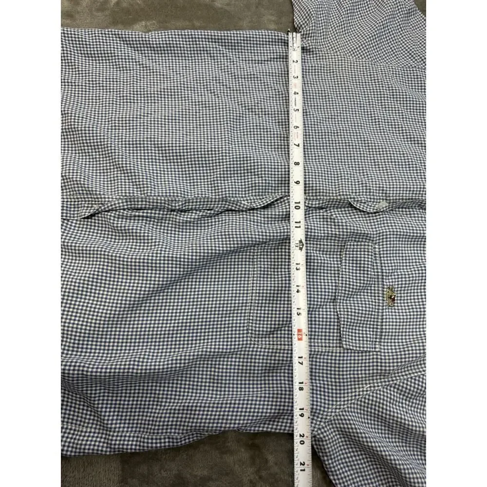 Les Copains Sportswear Gingham Check Long Sleeve Silk Shirt Men’s M Blue White